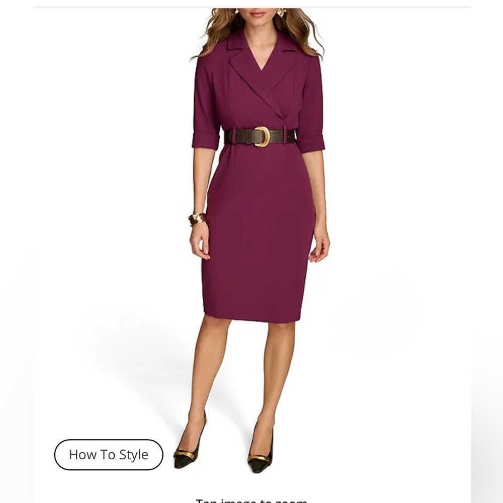 Donna Karan Plum Sheath Dress with Belt